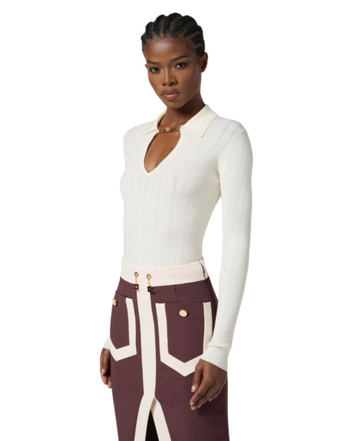 Elisabetta Franchi maglia in misto seta con catena logo