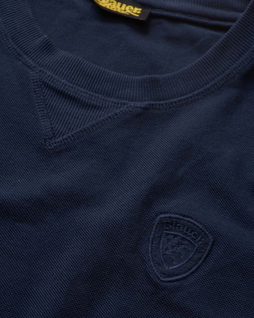 Blauer Felpa Pique Mini Patch Logo