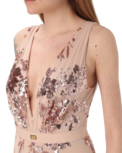 Elisabetta Franchi Abito Red Carpet in tulle e paillettes