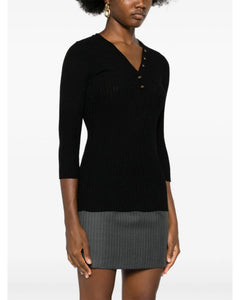 Elisabetta Franchi Maglia a coste scollo V