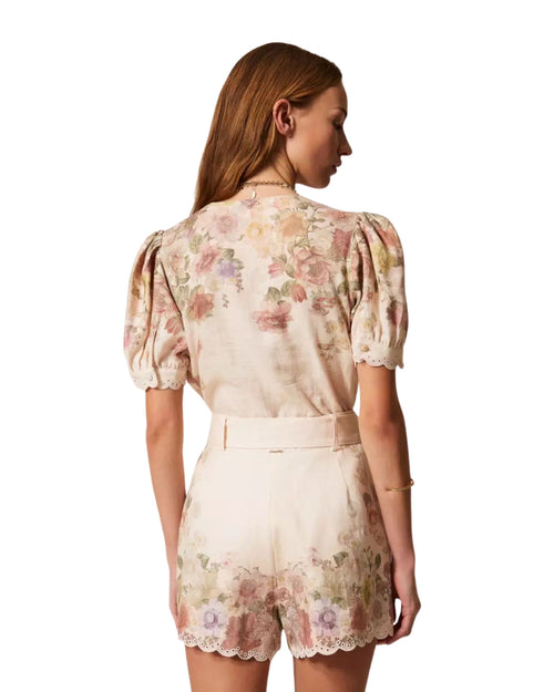 Twinset Short in cotone fantasia floreale