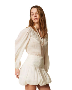 Twinset Blusa morbida in misto lino