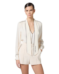Elisabetta Franchi camicia in georgette con sciarpa logo
