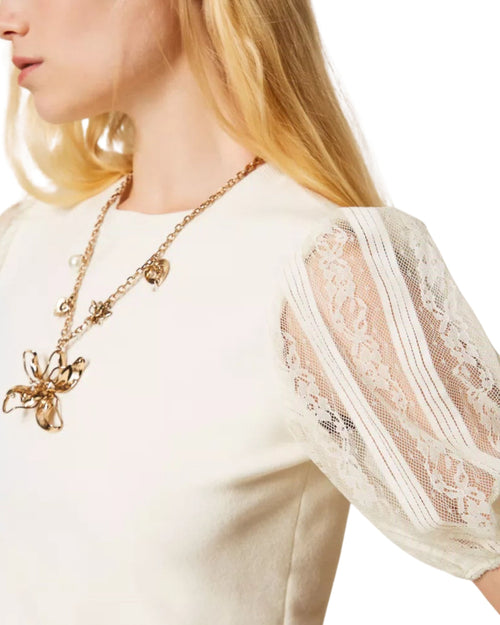 Twinset Maglia con maniche in pizzo