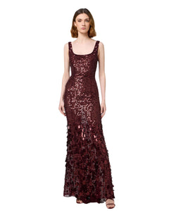 Elisabetta Franchi Abito Red Carpet con paillettes bordeaux