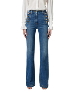 Elisabetta Franchi Jeans a palazzo con bottoniera