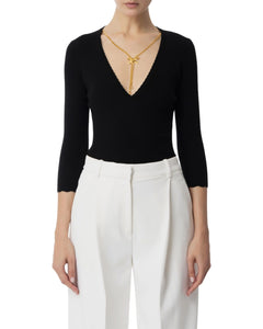 Elisabetta Franchi Maglia scollo V con collana
