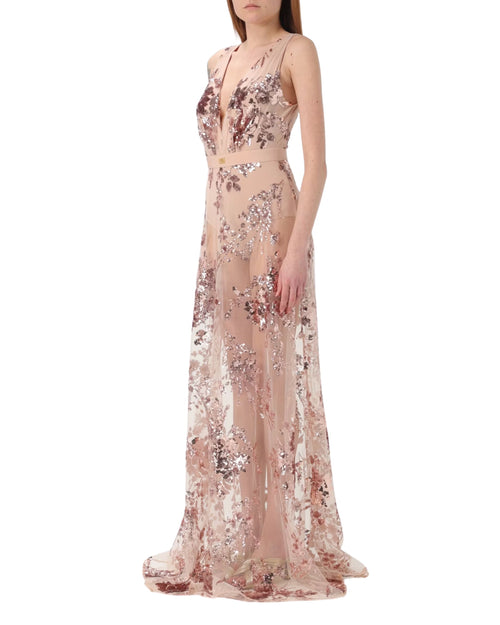 Elisabetta Franchi Abito Red Carpet in tulle e paillettes