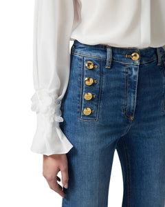 Elisabetta Franchi Jeans a palazzo con bottoniera