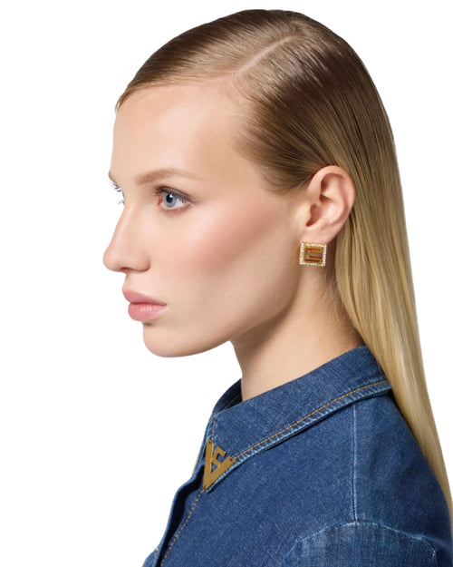 Elisabetta Franchi Micro Orecchini squadrati con strass