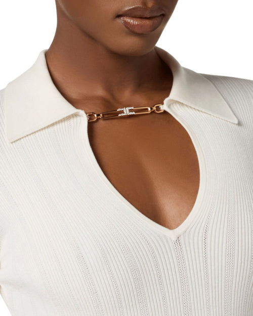 Elisabetta Franchi maglia in misto seta con catena logo