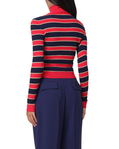 Elisabetta Franchi Maglia dolcevita crop a righe