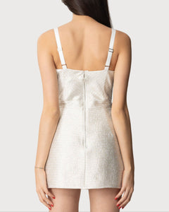 Elisabetta Franchi mini abito argento con charms logo
