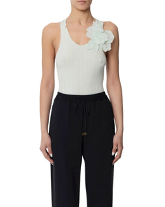 Elisabetta Franchi Top a costine con fiore