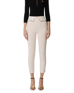 Elisabetta Franchi Pantalone in crêpe stretch rosa quarzo