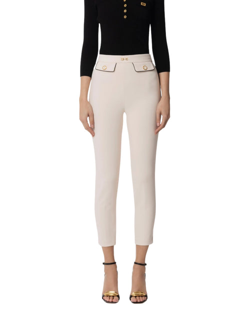 Elisabetta Franchi Pantalone in crêpe stretch rosa quarzo