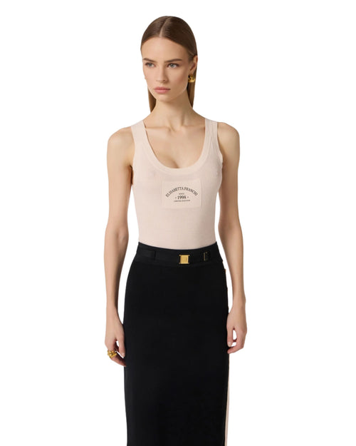 Elisabetta Franchi Top in maglia con stampa logo