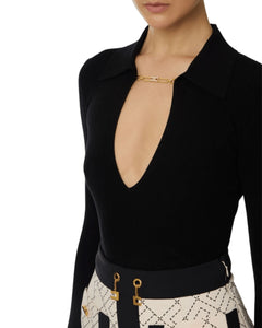 Elisabetta Franchi maglia in misto seta con catena logo