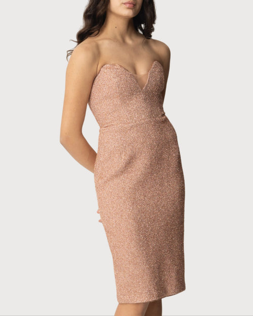 Abito Elisabetta Franchi tubino elegante rosa glitter