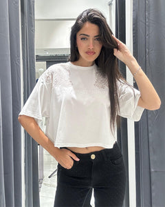 Elisabetta Franchi T-Shirt cropped con logo