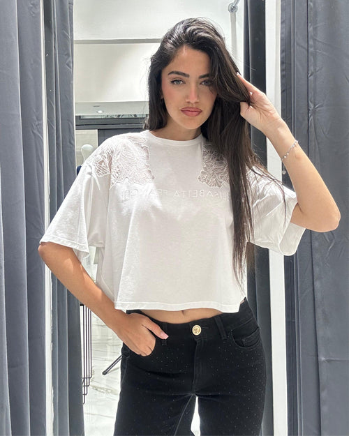 Elisabetta Franchi T-Shirt cropped con logo