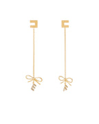 Elisabetta Franchi Orecchini Pendenti fiocco e logo strass