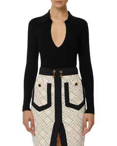 Elisabetta Franchi maglia in misto seta con catena logo