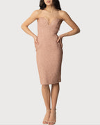 Abito Elisabetta Franchi tubino elegante rosa glitter