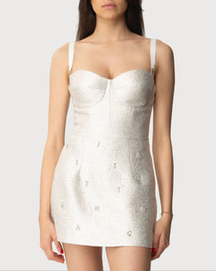 Elisabetta Franchi mini abito argento con charms logo