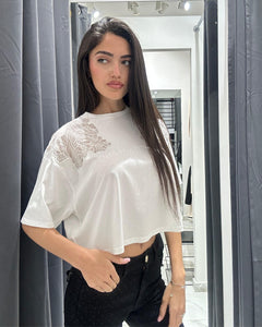 Elisabetta Franchi T-Shirt cropped con logo