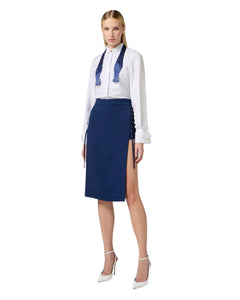 Elisabetta Franchi Camicia in cotone colletto in raso