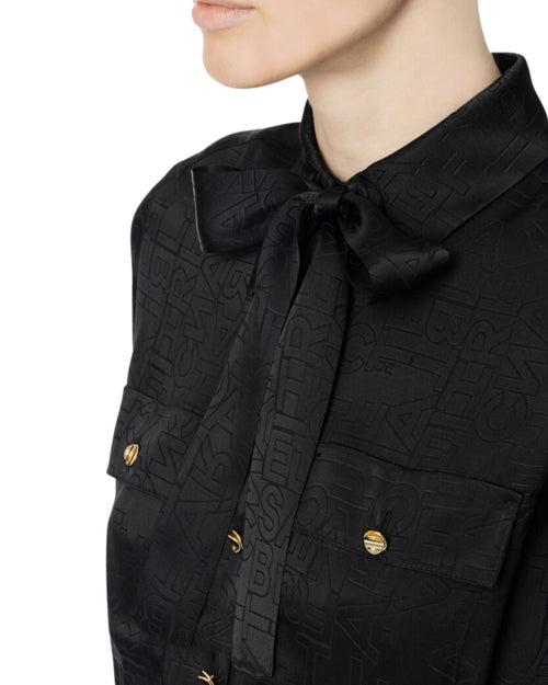 Elisabetta Franchi Camicia crop in misto seta con foulard