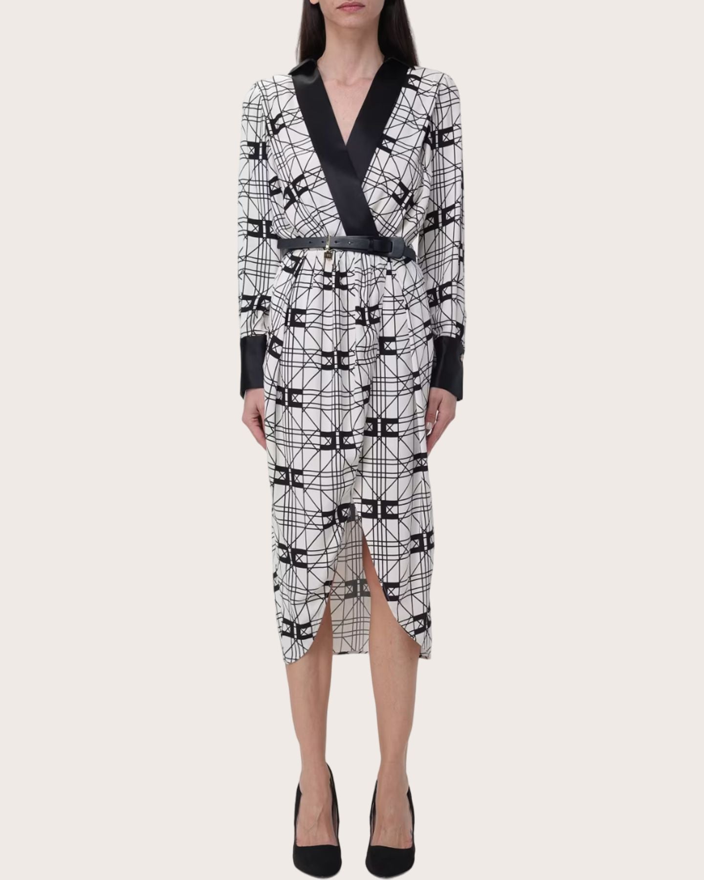 Elisabetta Franchi Abito portafoglio in georgette con logo