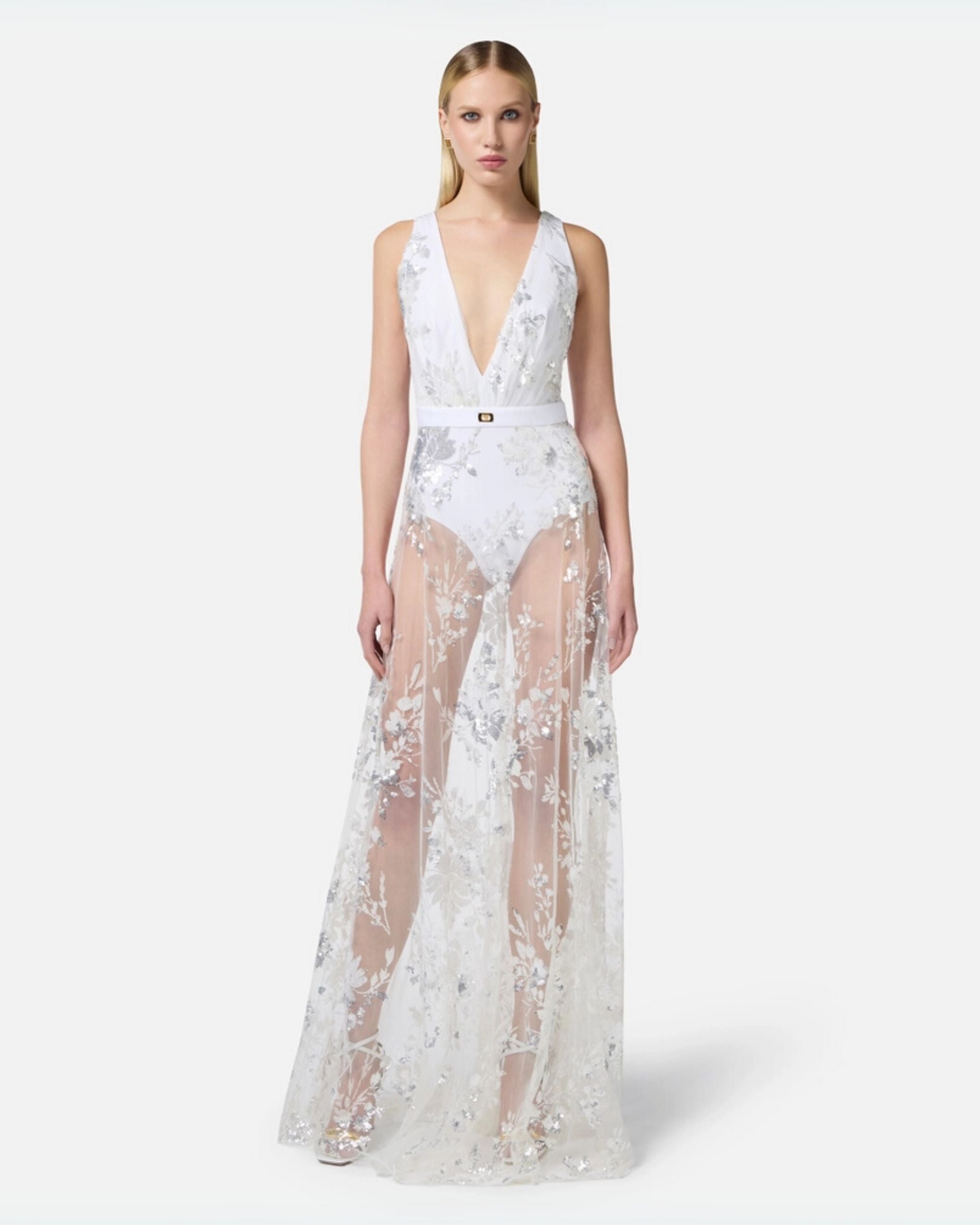 Elisabetta Franchi Abito Red Carpet in tulle e paillettes