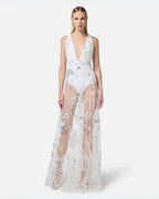 Elisabetta Franchi Abito Red Carpet in tulle e paillettes