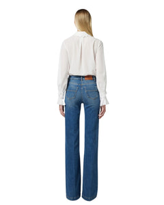 Elisabetta Franchi Jeans a palazzo con bottoniera