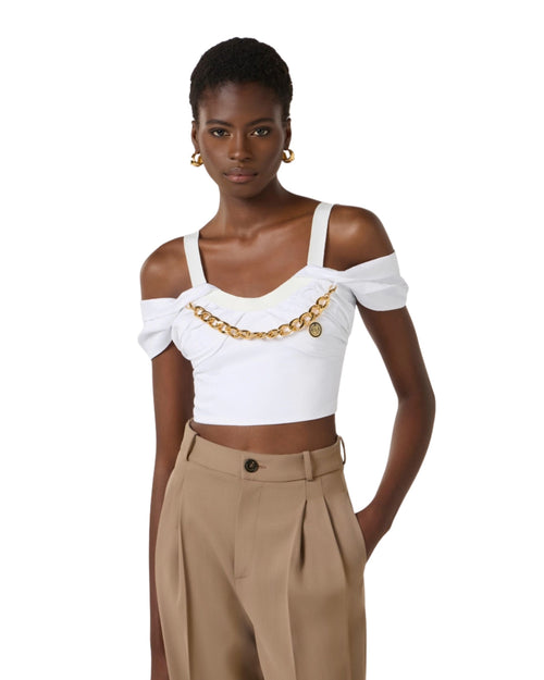 Elisabetta Franchi Top in cotone con collana
