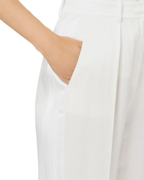 Pantalone Elisabetta Franchi vita alta in satin lucido