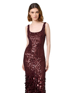 Elisabetta Franchi Abito Red Carpet con paillettes bordeaux