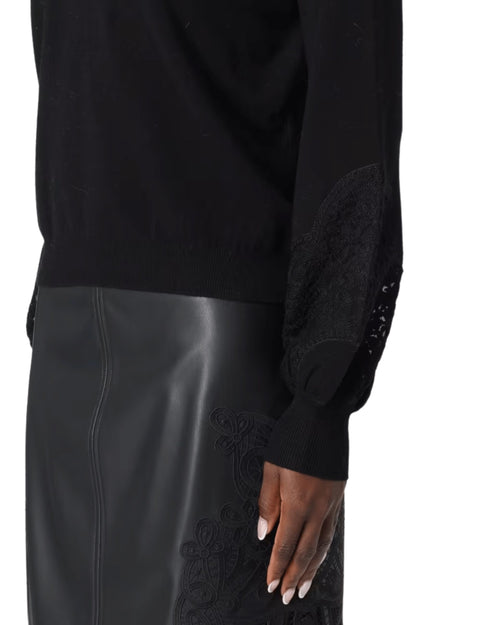 Twinset Maglia scollo V con ricami in tulle