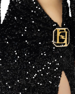 Elisabetta Franchi Abito Red Carpet con paillettes e spacco