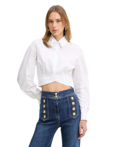 Elisabetta Franchi camicia cropped in cotone