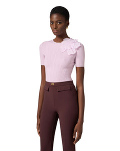 Elisabetta Franchi Maglia con fiore ricamato