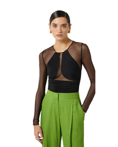 Elisabetta Franchi Body in jersey crêpe e tulle