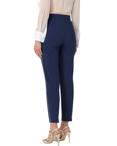 Elisabetta Franchi Pantalone in crêpe stretch rosa quarzo