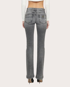 Simona Corsellini Jeans a zampa con strass