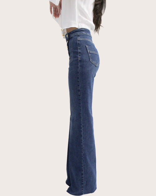 Elisabetta Franchi Jeans a palazzo con bottoniera