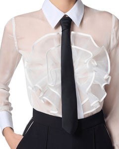 Elisabetta Franchi Camicia in seta con rouche e cravatta