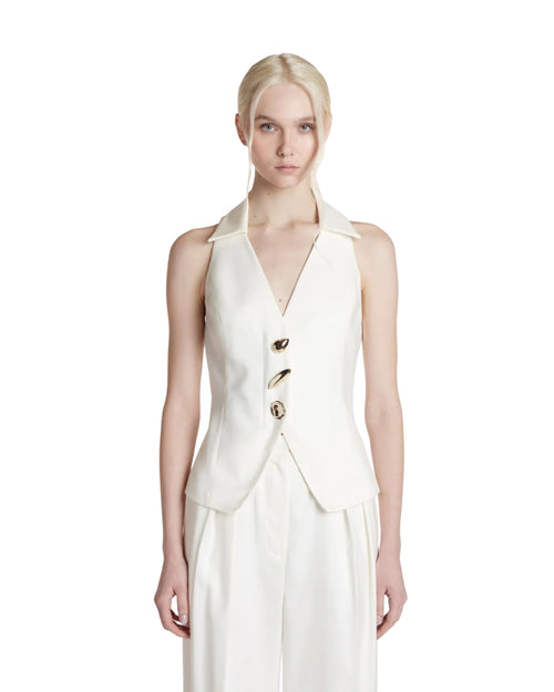 Simona Corsellini Gilet con bottoni colore oro