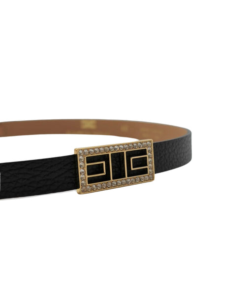 Elisabetta Franchi Cintura in pelle con fibbia logo strass